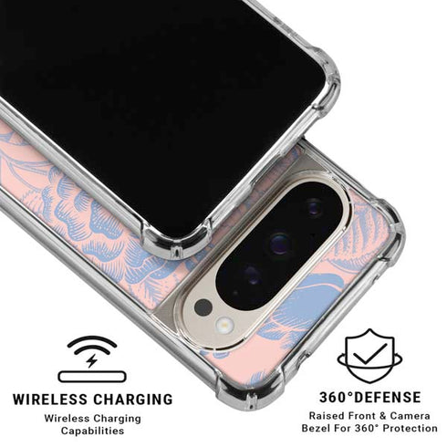 Rose Quartz & Serenity Floral Pixel 9/9 Pro Clear Case